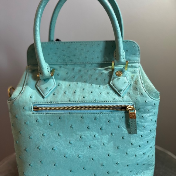 Brand: Brooks Brothers Brooks Brothers genuine ostrich leather handbag with top - Picture 5 of 15